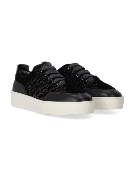 Aksamitne sneakersy Emporio Armani czarne