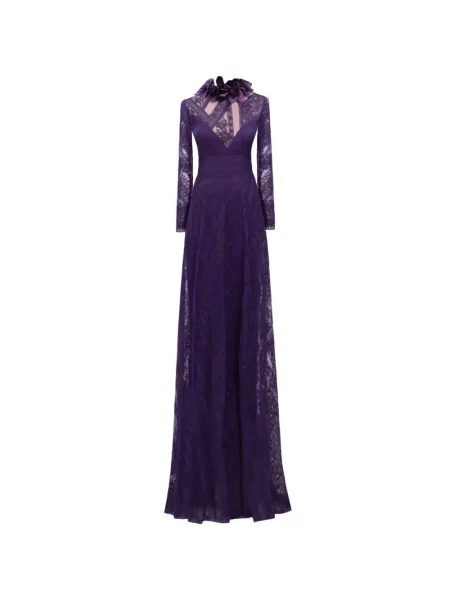 Lung rochie maxi Gemy Maalouf din dantelă violet