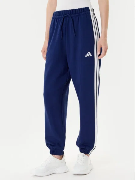 Флийс анцуг Adidas на райета с апликация тъмносиньо