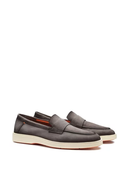 Pantofi loafer Santoni din piele de căprioară gri