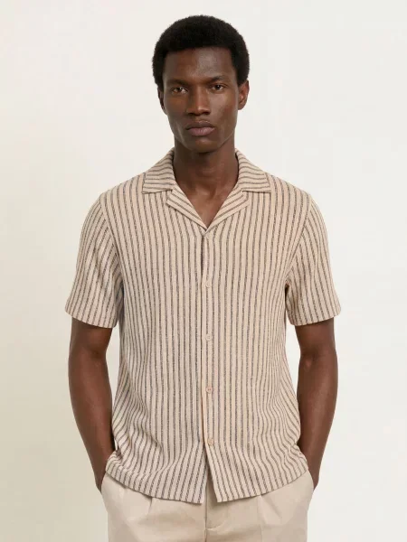 Reiss Letní Košile Griff Comfort Fit / šedá béžová