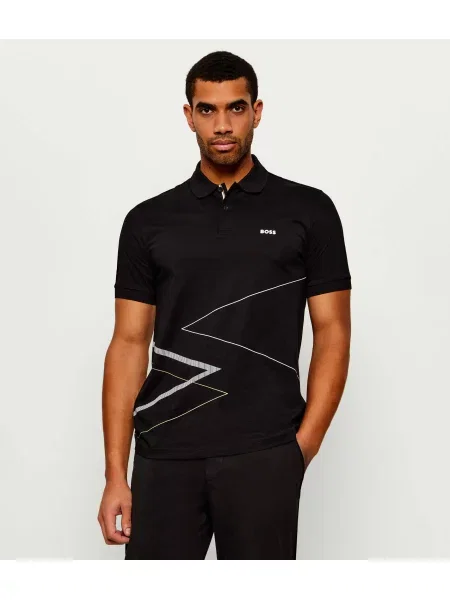Tricou polo Boss Green negru