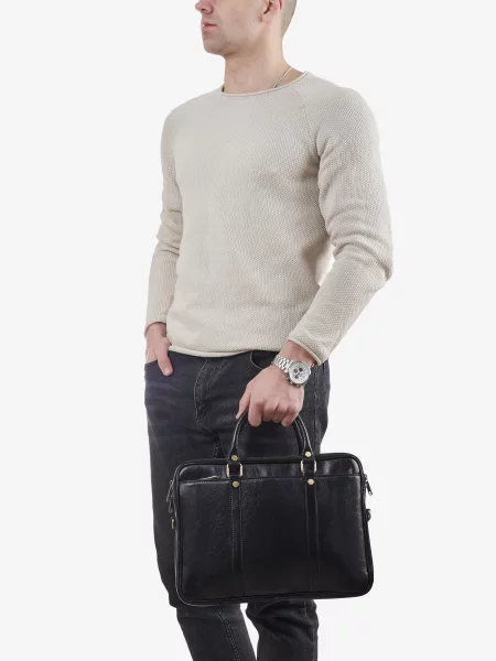 Кожаный портфель Inbag черный