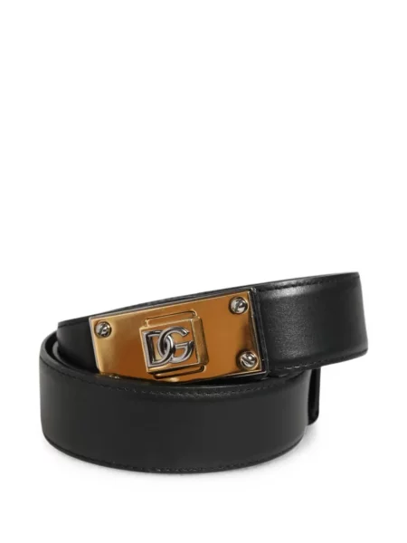 Kožený pásek Dolce & Gabbana s autogramem černý