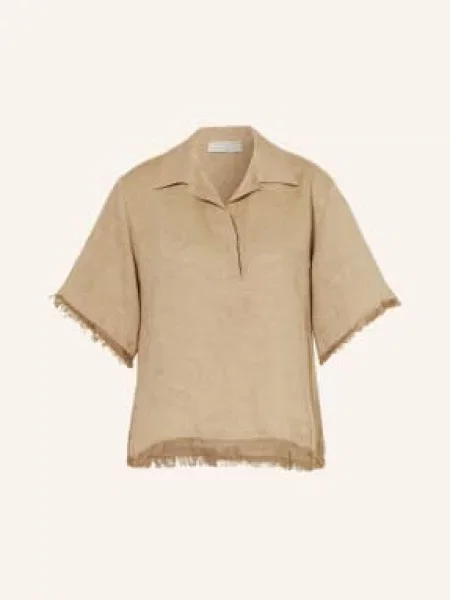 Antonelli Firenze Bluzka Z Lnu gruen beżowa