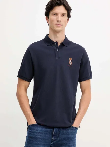 Polo majica Hackett London tamno s aplikacijom plava