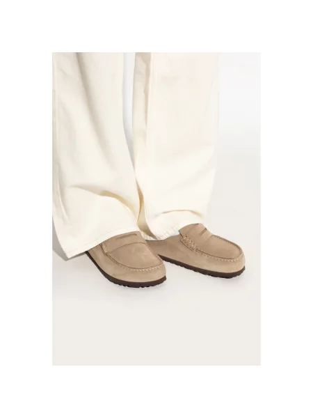 Klapki Birkenstock skórzane beżowe