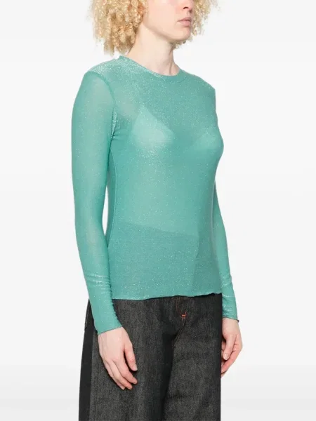 Top Niu' cu decolteu rotund verde