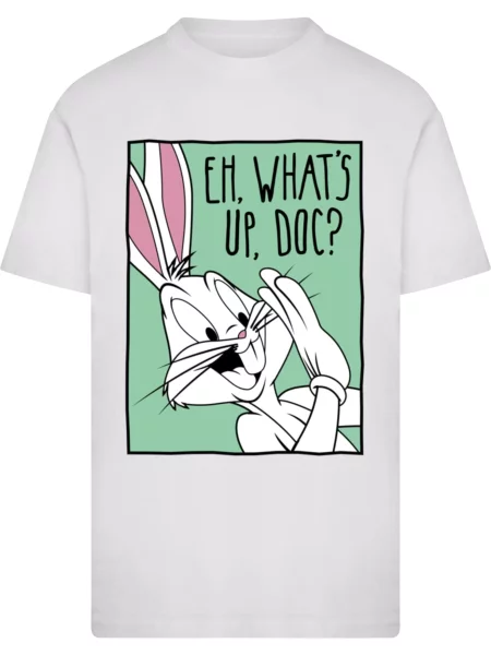 Merchcode Tričko Looney Tunes Bugs Bunny Funny Face světle zelená / pink / černá bílá