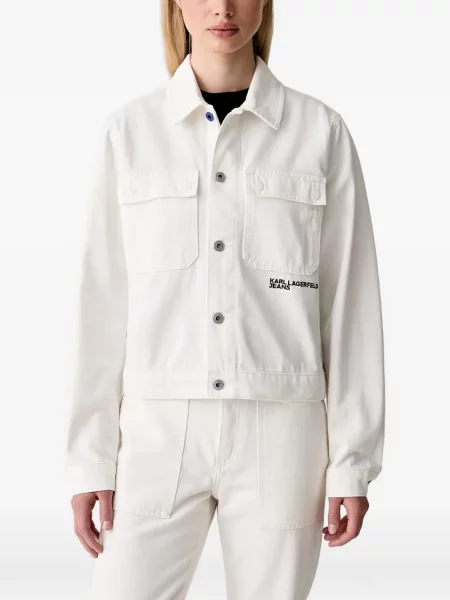 Geacă de blugi Karl Lagerfeld Jeans cu imagine alb