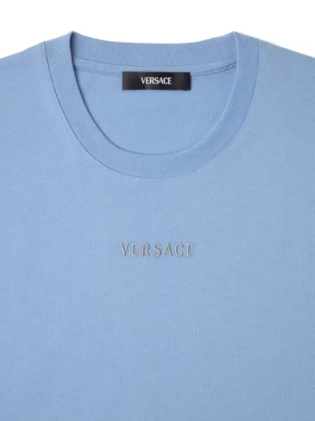 Tricou Versace cu broderie din jerseu albastru