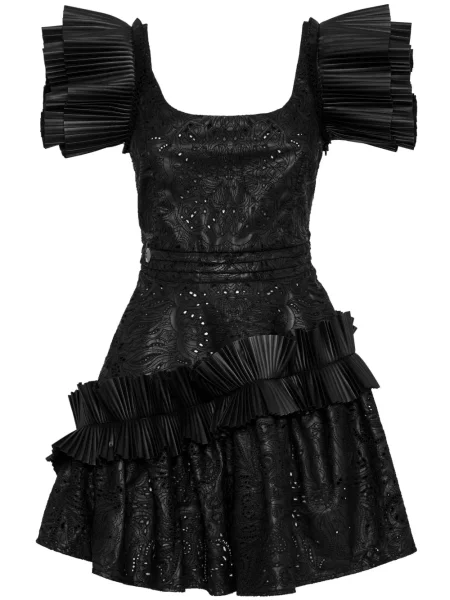 Rochie Philipp Plein din piele cu volane negru
