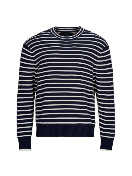Pulover Tommy Hilfiger cu decolteu în U albastru