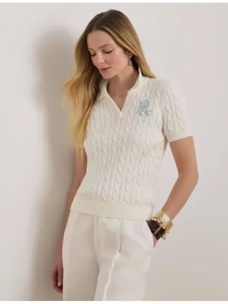 Tricou polo Lauren Ralph Lauren alb