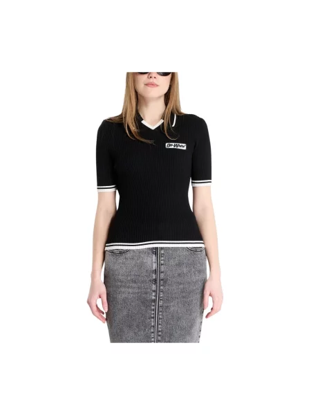Dzianinowy sweter Off-white z logo biały
