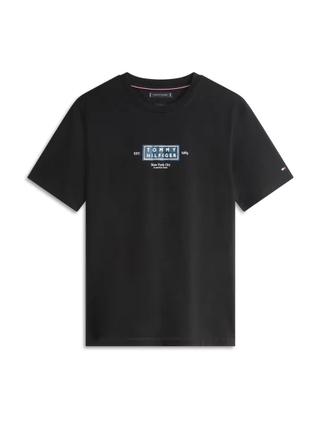 TOMMY HILFIGER Tričko HERITAGE modrozelená / tmavomodrá / čierna biela