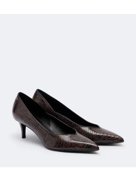 Pantofi cu toc Isabel Marant din piele cu model piele de șarpe maro