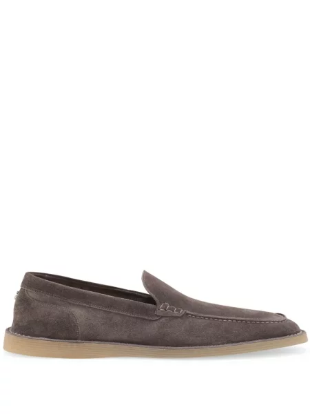Pantofi loafer Dolce & Gabbana din piele de căprioară gri