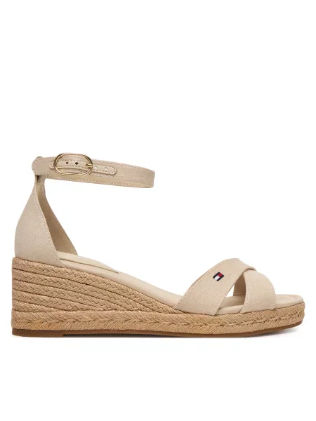 Espadrile Tommy Hilfiger Mid Wedge Espad X Cross bež