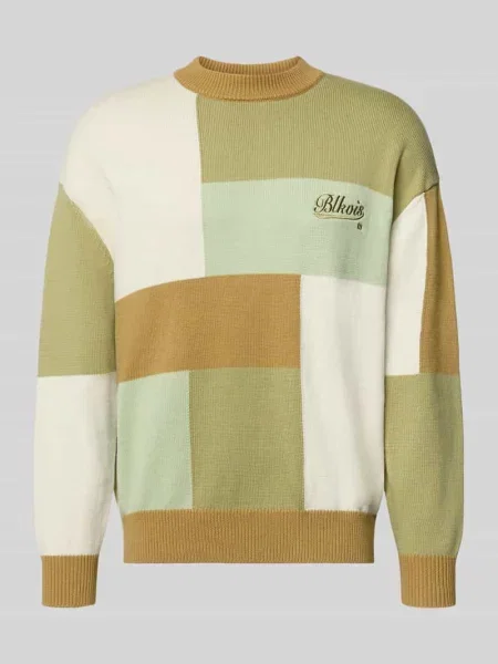 Sweter w dzianinowym wyglądzie o kroju regular fit model Patchwork' Blkvis
