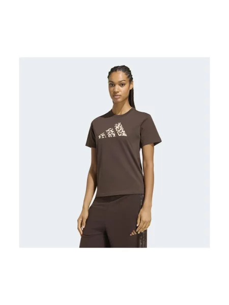 Tricou Adidas cu imprimeu animal print maro