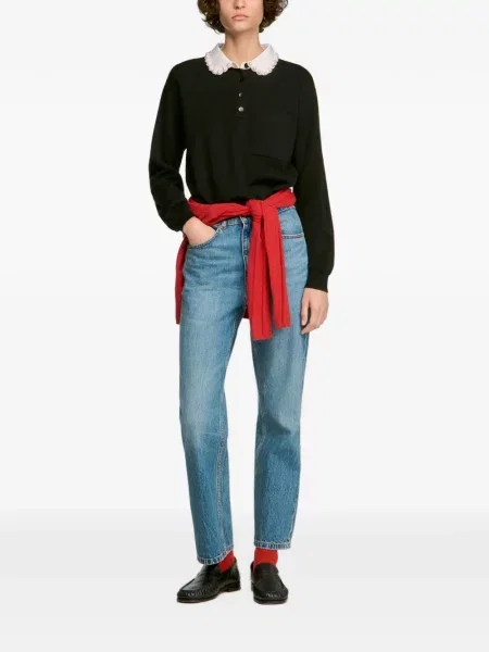 Top Sandro cu perle negru