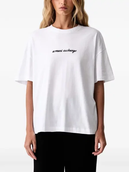Tricou Armani Exchange cu broderie alb