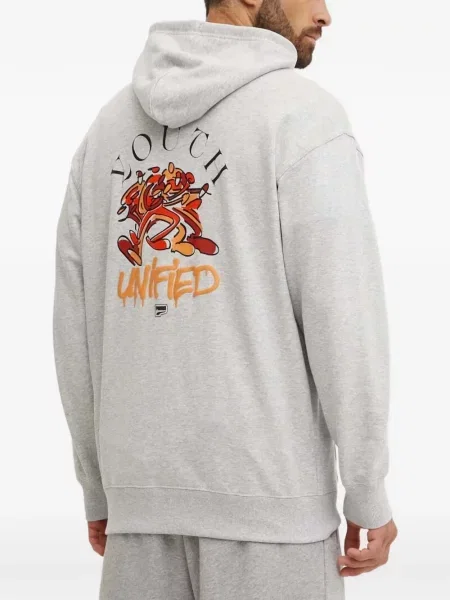 Hanorac cu glugă Puma cu imagine cu cordon gri