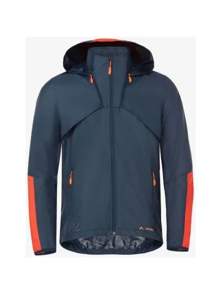 Vaude All Year Moab Lekka cienka kurtka wiatrówka z odpinanymi rękawami w kolorze niebiesko-czerwono-pomarańczowym S niebieska