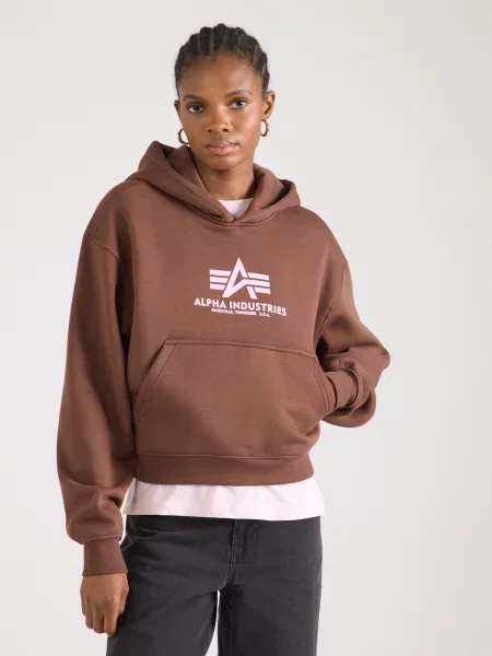 ALPHA INDUSTRIES Mikina hnedá / pastelovo ružová