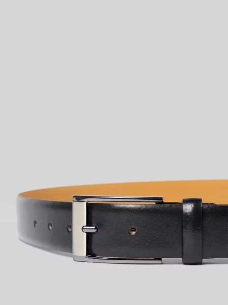 Pasek skórzany ze sprzączką model „NAPPA” Pierre Cardin czarny