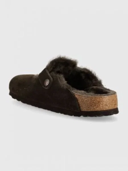 Замшеві шльопанці Birkenstock Boston FUR
