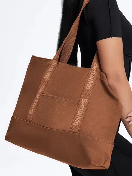 BetterMe υφασμάτινη τσάντα Canvas Tote καφέ