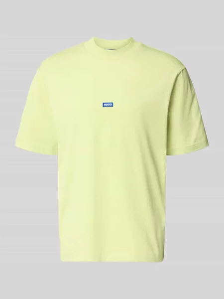 T-shirt o kroju regular fit z czystej bawełny model NIEROS' Hugo Blue zielona