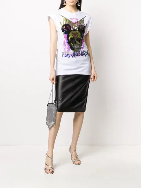 Tricou Philipp Plein cu imagine alb