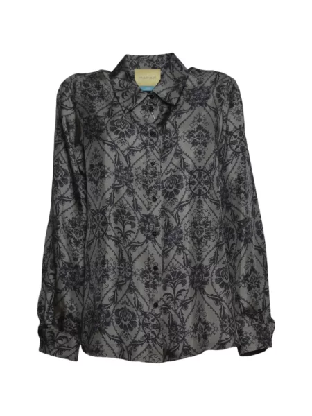 Μεταξωτό φλοράλ πουκάμισο Momoni με σχέδιο γκρι