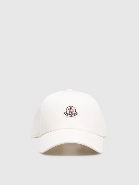 Кепка кольору айворі з нашивкою логотипа Moncler бежева