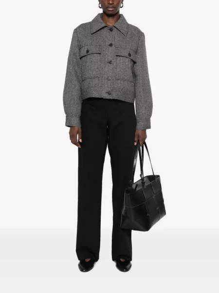 Geacă Weekend Max Mara de lână cu model herringbone gri