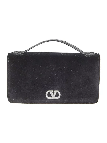 Lniany portfel Valentino Garavani czarny