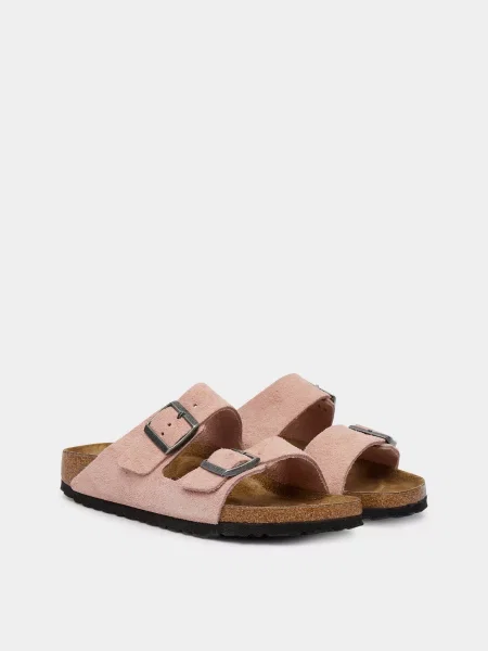 Замшевые шлепанцы Birkenstock розовые