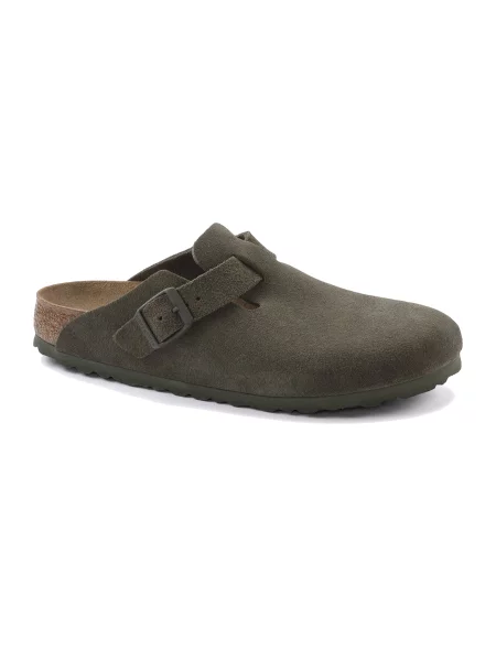 Birkenstock Boston Suede Leather Regular Fit Kobiety Sandały Birkenstock Size: zielony
