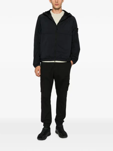 Geacă Stone Island cu glugă cu strasuri negru