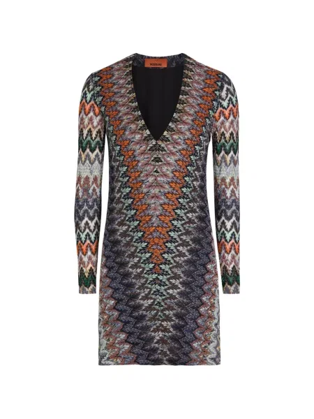 Rochie mini Missoni cu decolteu în V de costum mini portocaliu