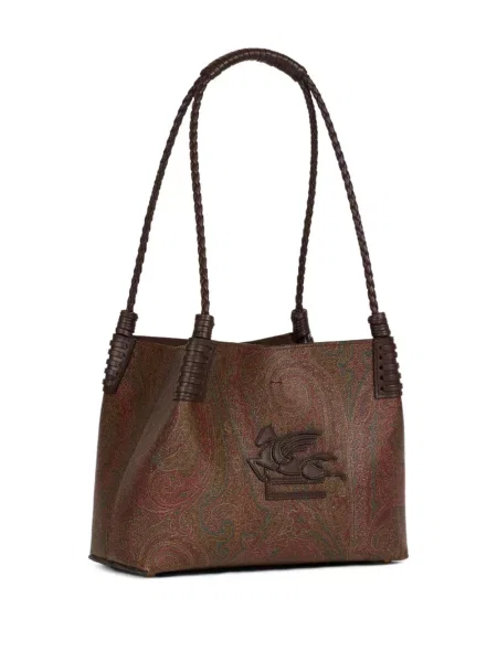 Geantă Etro cu model paisley maro