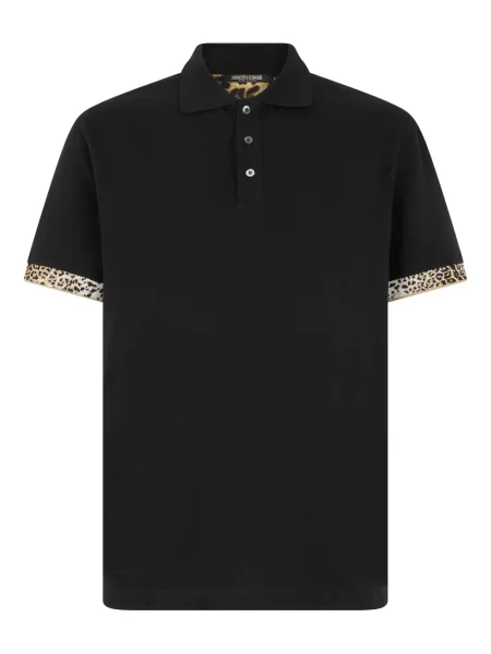 Поло тениска Roberto Cavalli с принт черно