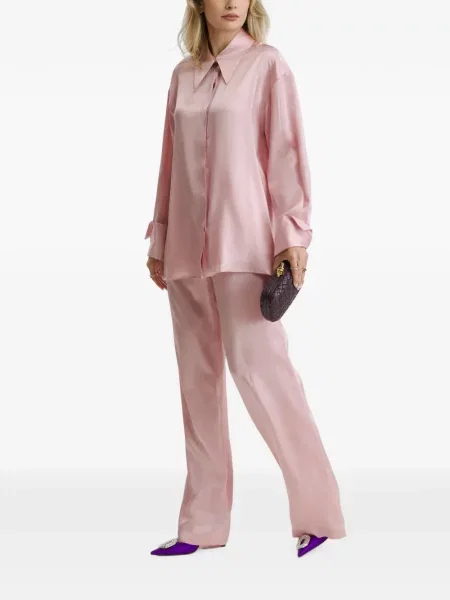 Pijamale Cuanna din satin roz