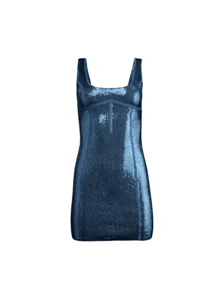 Rochie mini Fleur Du Mal cu paiete de costum albastru