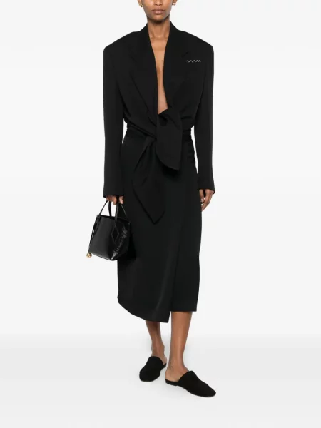 Fustă midi Calvin Klein Collection cu legături negru