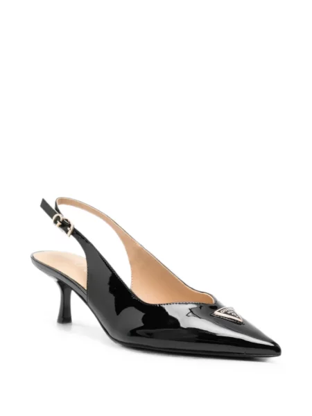 Pantofi cu toc Guess slingback cu autograf negru