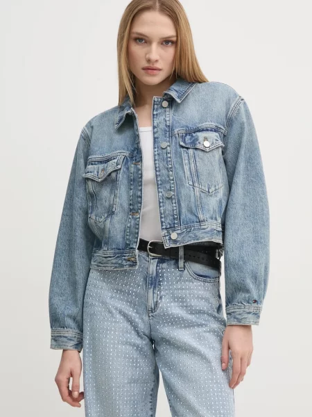 Tommy Hilfiger kurtka jeansowa przejściowa niebieski